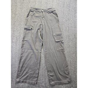 Rachel Paige Grey XS Cargo Pants with Elastic Waist Band, Y2K, Wide Leg